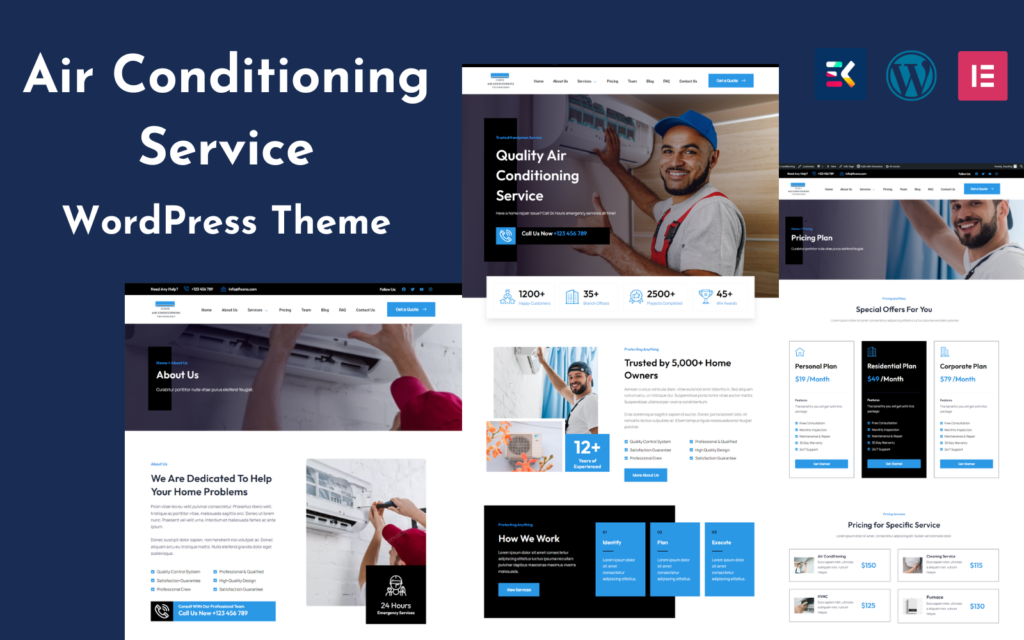 AC Repair Services Elementor WordPress 主题