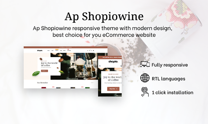 Ap Shopiowine 是一个专为咖啡、葡萄园和茶叶等产品设计的 Shopify 主题。