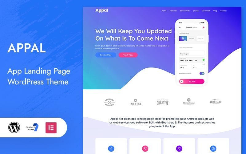 Appal是一款App落地页WordPress主题。