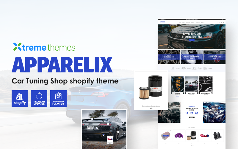 Apparelix是一个专为汽车调整店设计的Shopify主题。