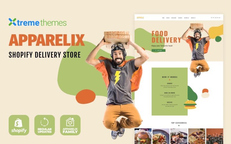 Apparelix Food Delivery 是一个 Shopify 主题，专门设计用于食品配送和外卖业务。该主题提供了许多特色和功能，旨在帮助食品配送业主创建一个专业且易于使用的在线商店。包括直观的布局设计，购物车和付款功能，多种样式选择等，以满足不同食品配送业务的需求。Apparelix Food Delivery Shopify 主题为新创业者和现有企业主提供了一个理想的平台，使他们可以更轻松地建立自己的在线食品配送业务。
