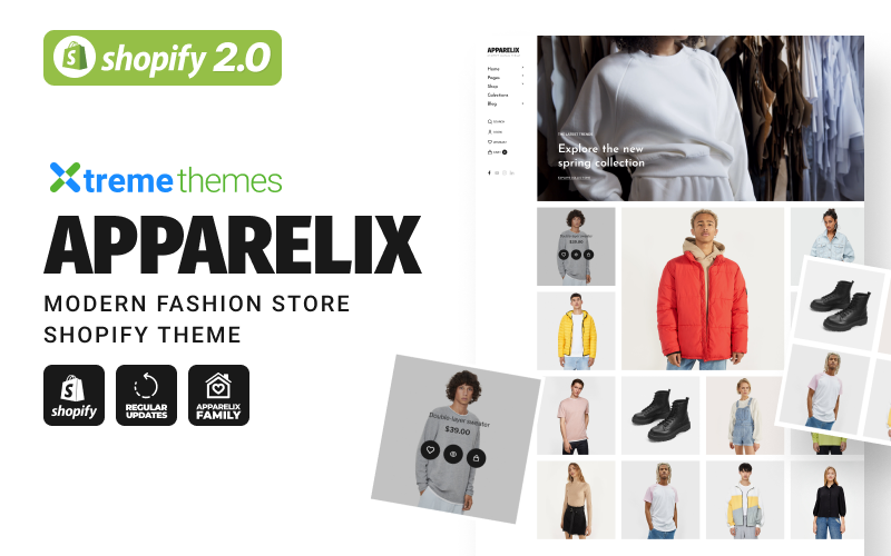 Apparelix是一款现代时尚店铺Shopify主题。