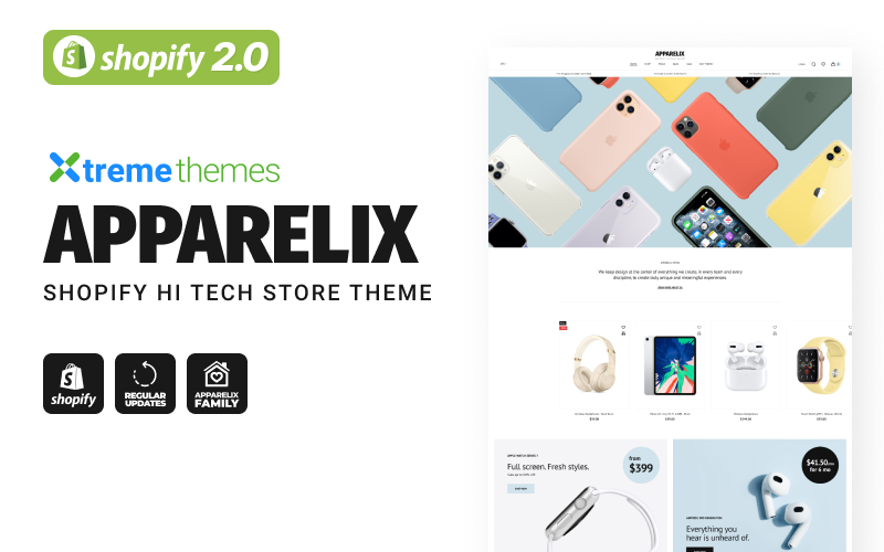 Apparelix是一款适用于Shopify的HI Tech商店主题。