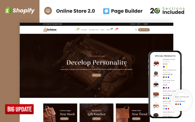 Aristoc Bags & Fashion Store Shopify 主题