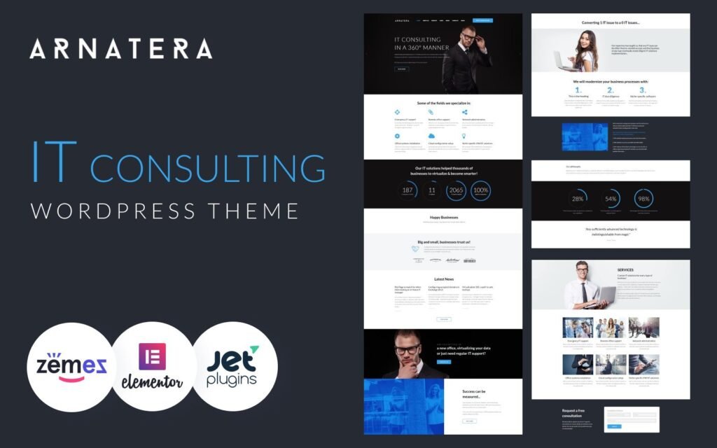 Arnatera – IT Consulting Responsive WordPress Theme 是一个专门针对IT咨询公司设计的响应式WordPress主题。