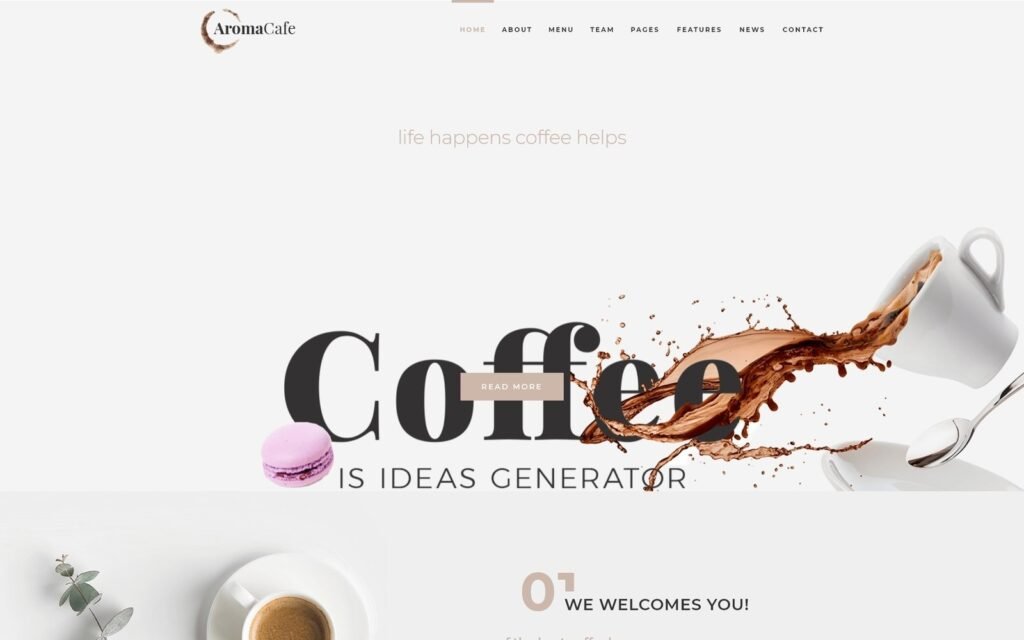 Aromacafe – 咖啡馆 WordPress Elementor 主题