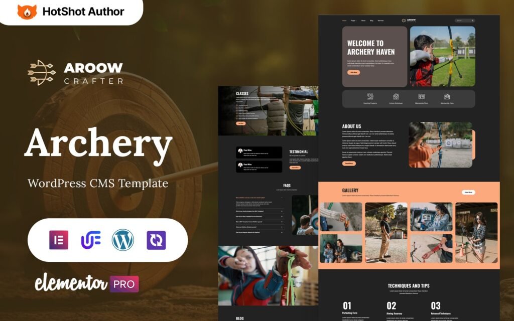 Aroow Crafter – Archery WordPress Elementor 主题