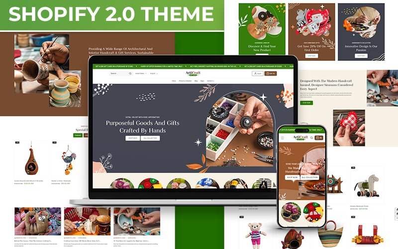 Articraft – 手工艺品和礼品店多用途Shopify 2.0响应主题