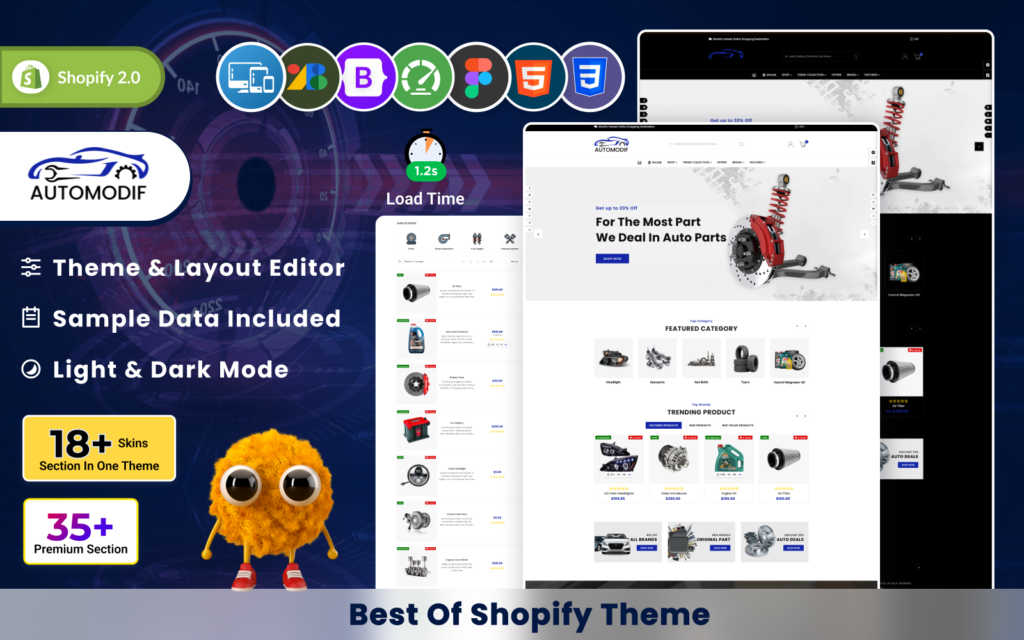 Automodif-Mega Parts Shopify 2.0 Responsive Theme是一个Shopify主题，用于显示汽车零部件和配件。