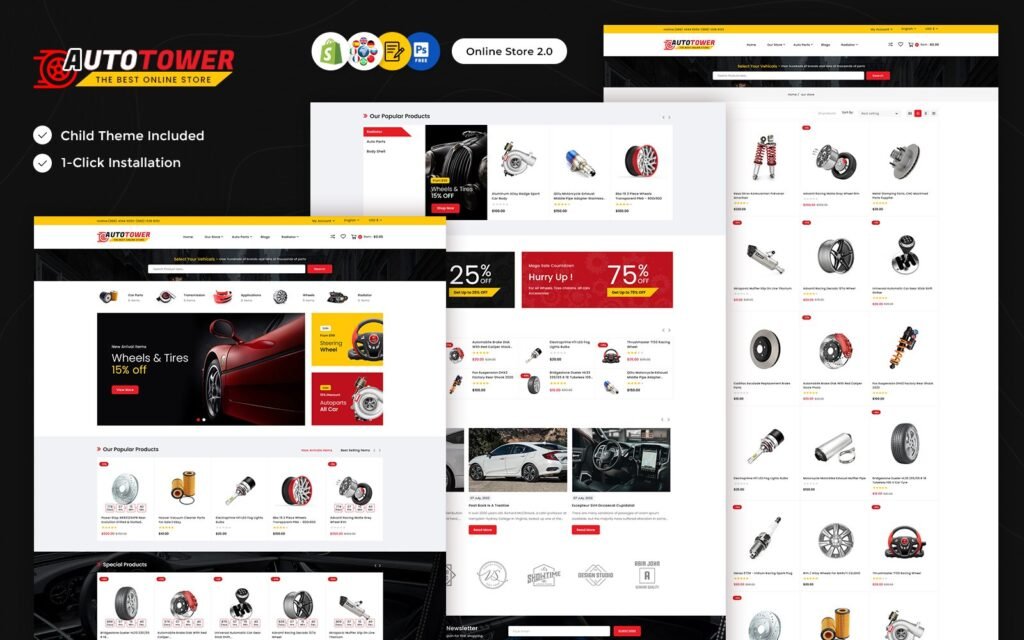 AutoTower – 汽车和备用汽车工具多功能Shopify商店