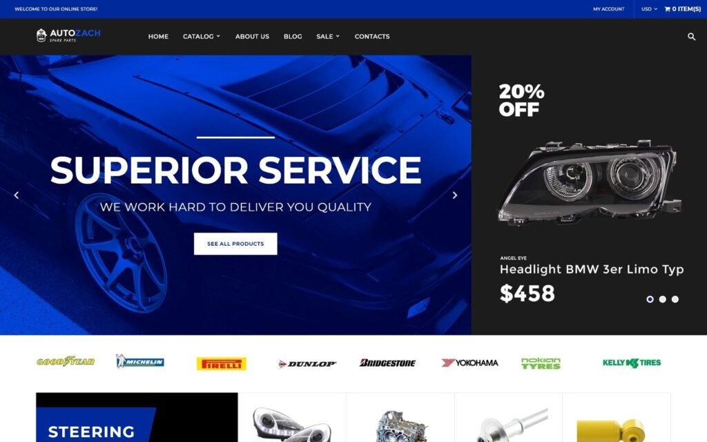 AutoZach – 汽车零部件Shopify主题
