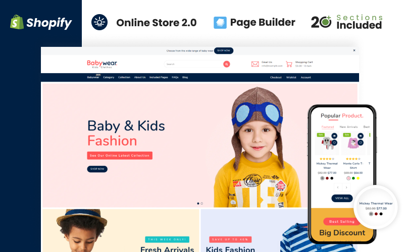 Baby Wear Clothing Store Shopify主题