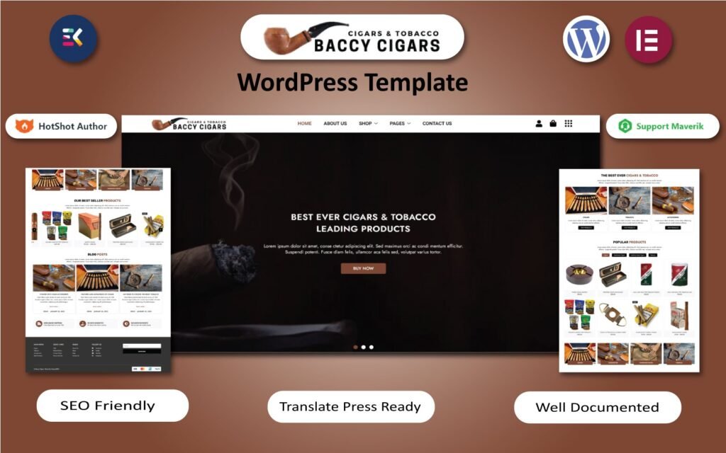 Baccy Cigars – 雪茄和烟草WordPress模板