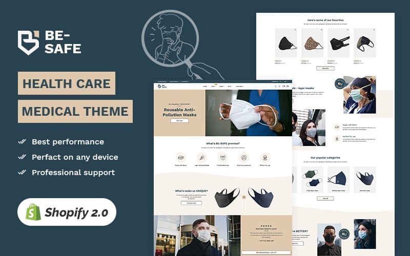 BE SAFE – 健康和医疗高级 Shopify 2.0 多用途响应式主题