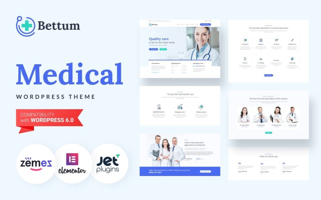 Bettum – 清洁的医疗WordPress Elementor主题