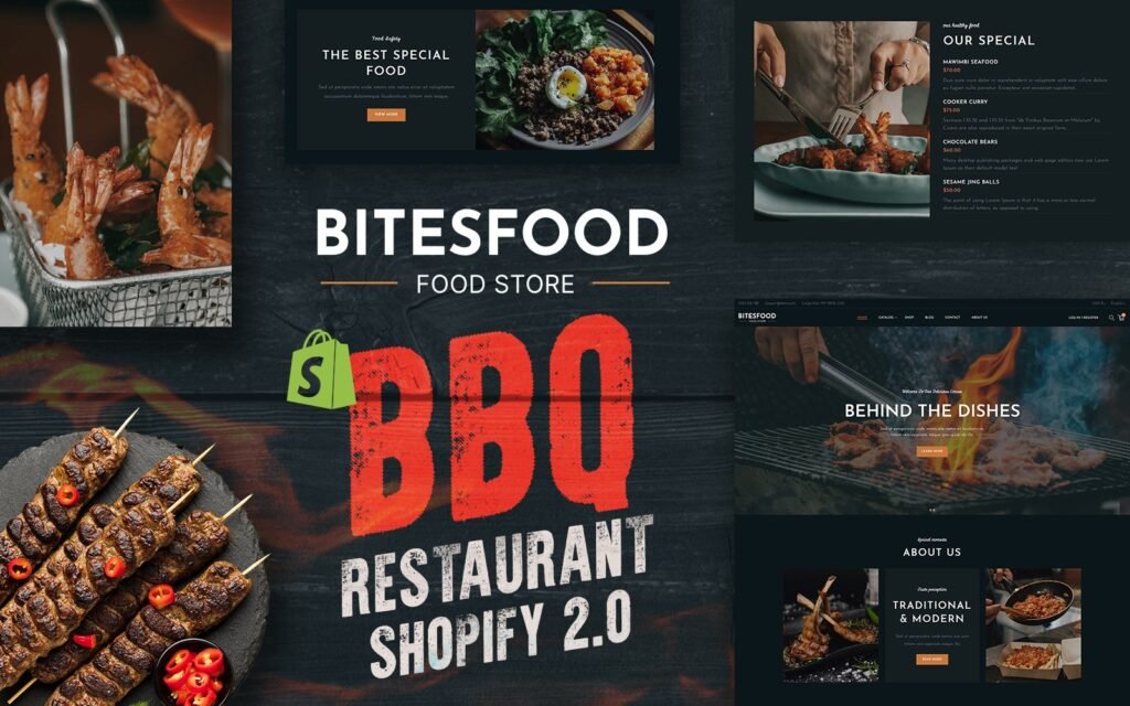 Bitesfood – 烧烤和烤肉餐厅Shopify主题