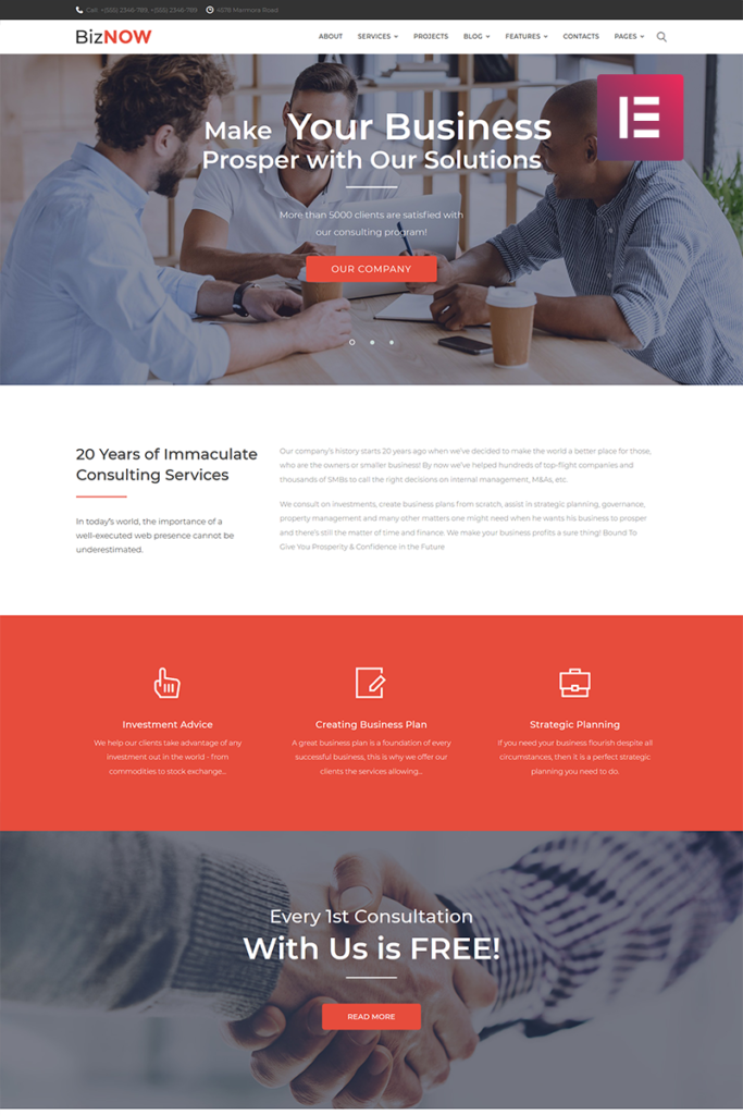 Biznow – 商业咨询 WordPress Elementor 主题