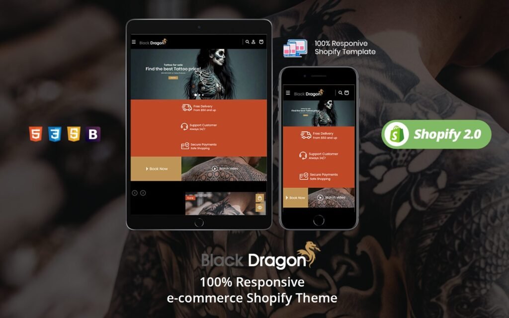 Blackdragon Tattoo – 艺术黑色纹身身体艺术 Shopify 2.0 主题