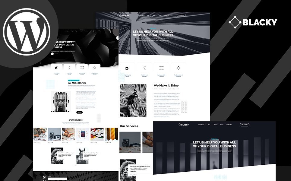 Blacky Minimal Dark 数字机构 WordPress 主题