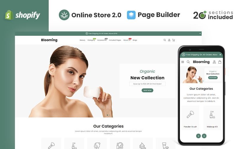Blooming Cosmetics Store（绽放化妆品店）Shopify 主题