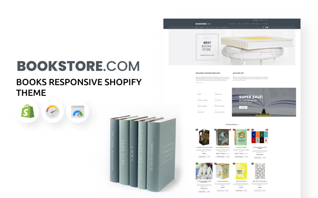 Books Responsive Shopify Theme 可以帮助书店和出版商打造专业且易于管理的在线商店。该主题具有响应式设计，适用于各种设备，包括桌面电脑、平板电脑和手机。它还包括多种自定义选项和功能，可以让您轻松地展示图书目录、处理订单和与客户互动。无论您是卖家还是买家，都可以通过这个主题在 Shopify 平台上提供优质的图书购物体验。