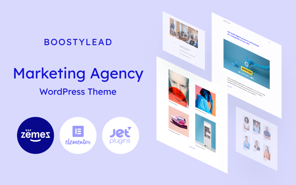 Boostylead – 带有整洁设计和WordPress Elementor主题的营销机构网站模板