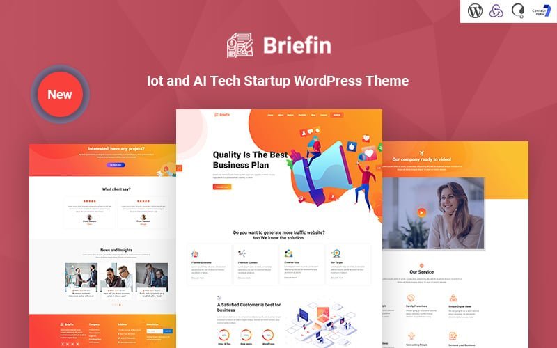 Briefin是一款适应物联网和人工智能技术初创企业的响应式WordPress主题。