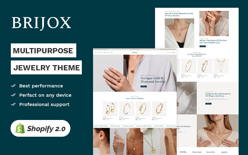 Brijox – 一家豪华珠宝和仿制品商店 Shopify 2.0 多功能响应式主题