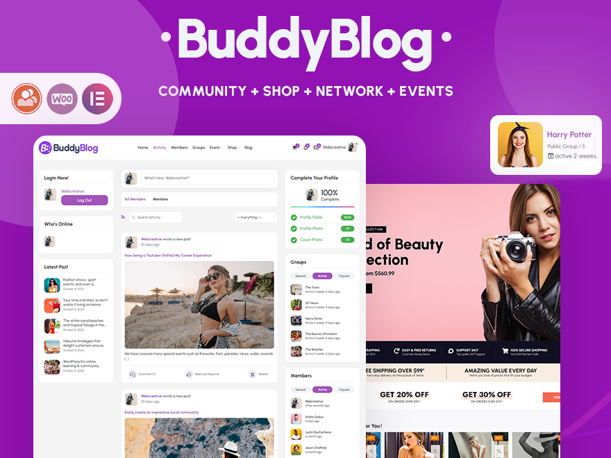 BuddyBlog – 创建社区、电子商务、BuddyPress 主题