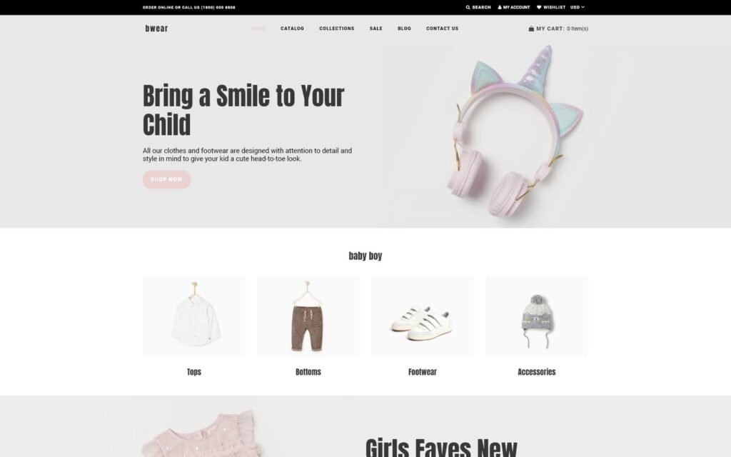 Bwear – 婴儿服装店现代Shopify主题
