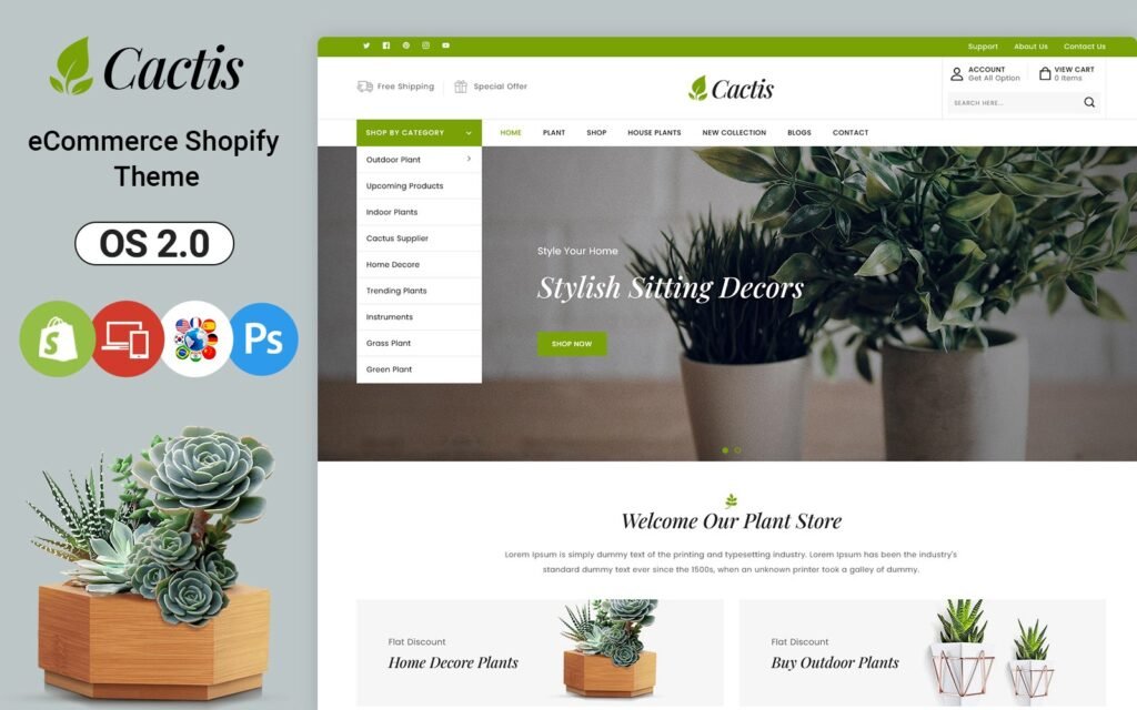 Cactis – 植物和园艺工具在线商店Shopify主题