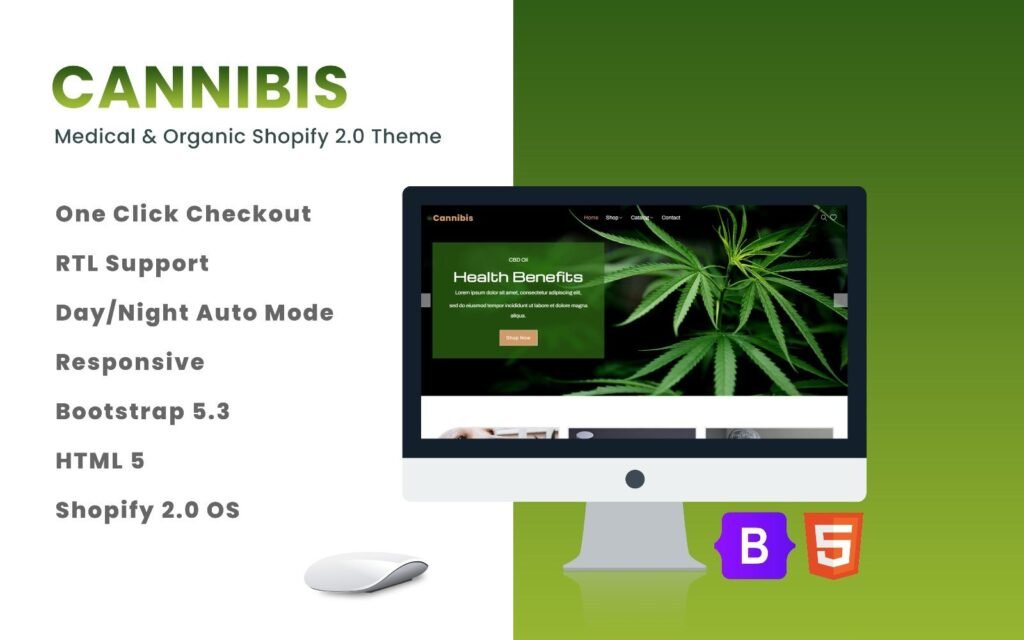 大麻 – 医疗、CBD、大麻和有机 Shopify 2.0 主题