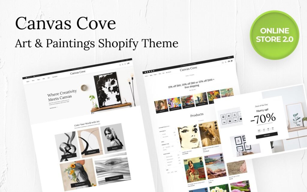 Canvas Cove – 令人惊叹的艺术与画作在线商店Shopify主题