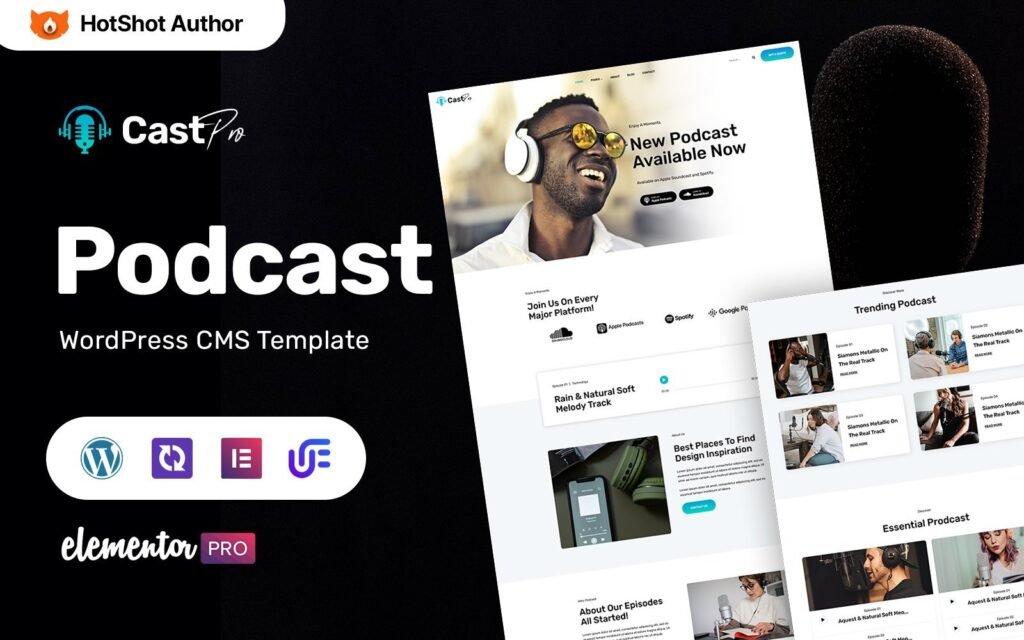 Castpro是一款用于制作播客和FM广播的多功能WordPress Elementor主题。