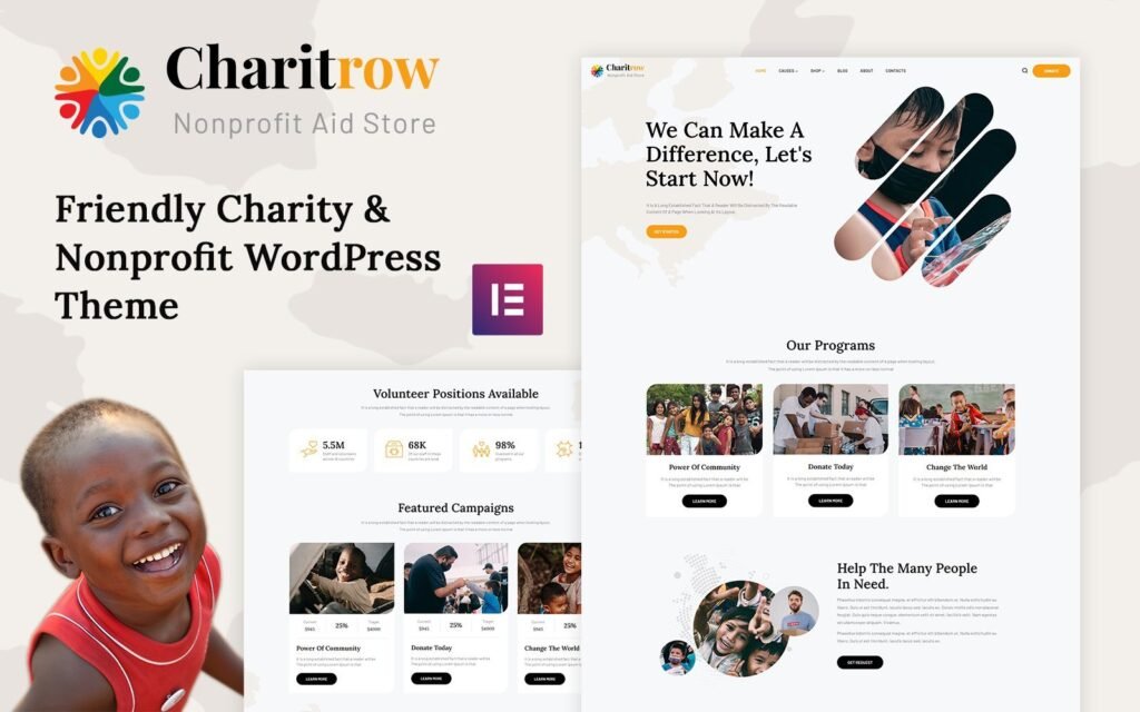 Charitrow – 慈善、非营利组织和捐赠的WordPress主题。