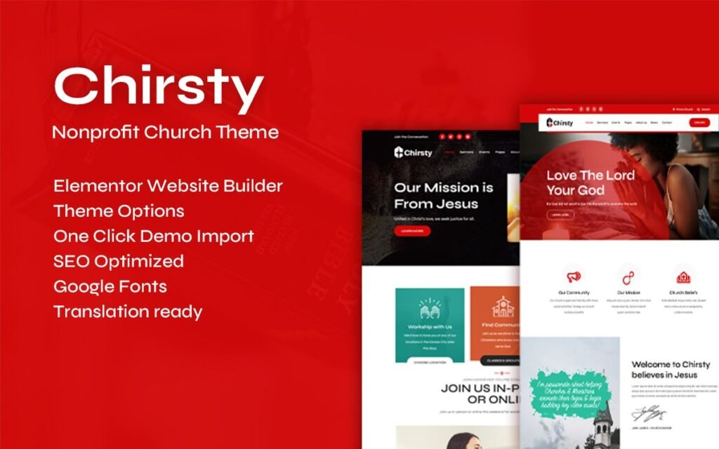 Chirsty – 多功能非营利教会WordPress主题
