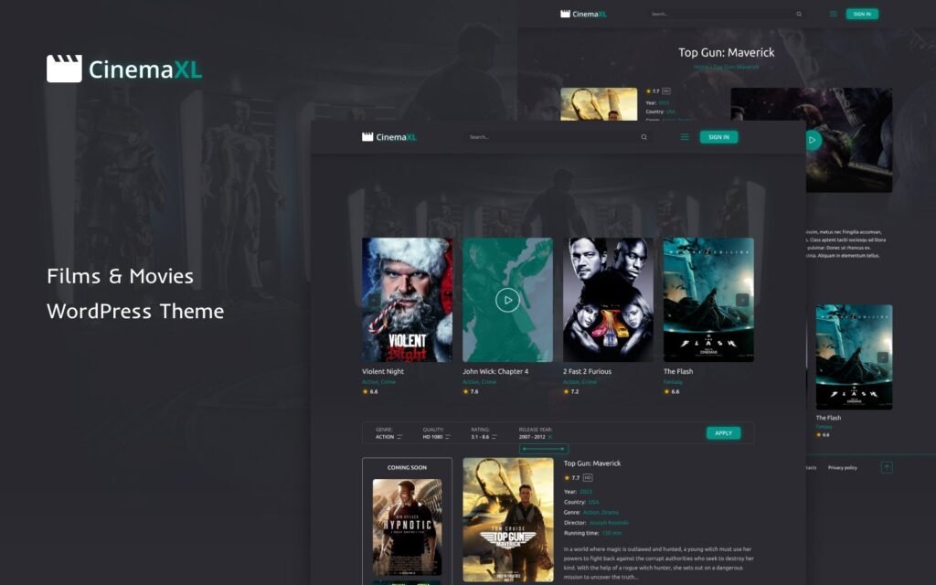 CinemaXL – 电影和电影免费WordPress主题