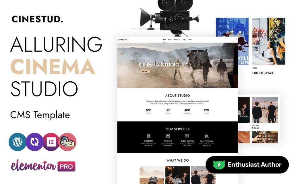 Cinestud是一款适用于WordPress Elementor CMS的电影和电影主题。