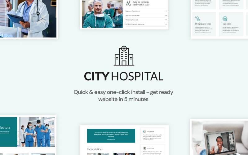City Hospital – Health & Medical Elementor WordPress Theme是一款专为医疗健康领域设计的Elementor WordPress主题。
