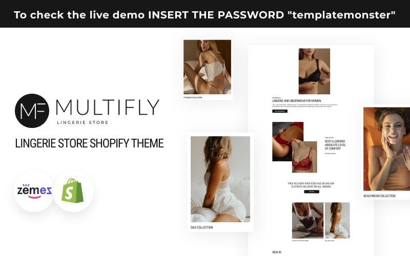 干净的Multifly内衣店Shopify主题