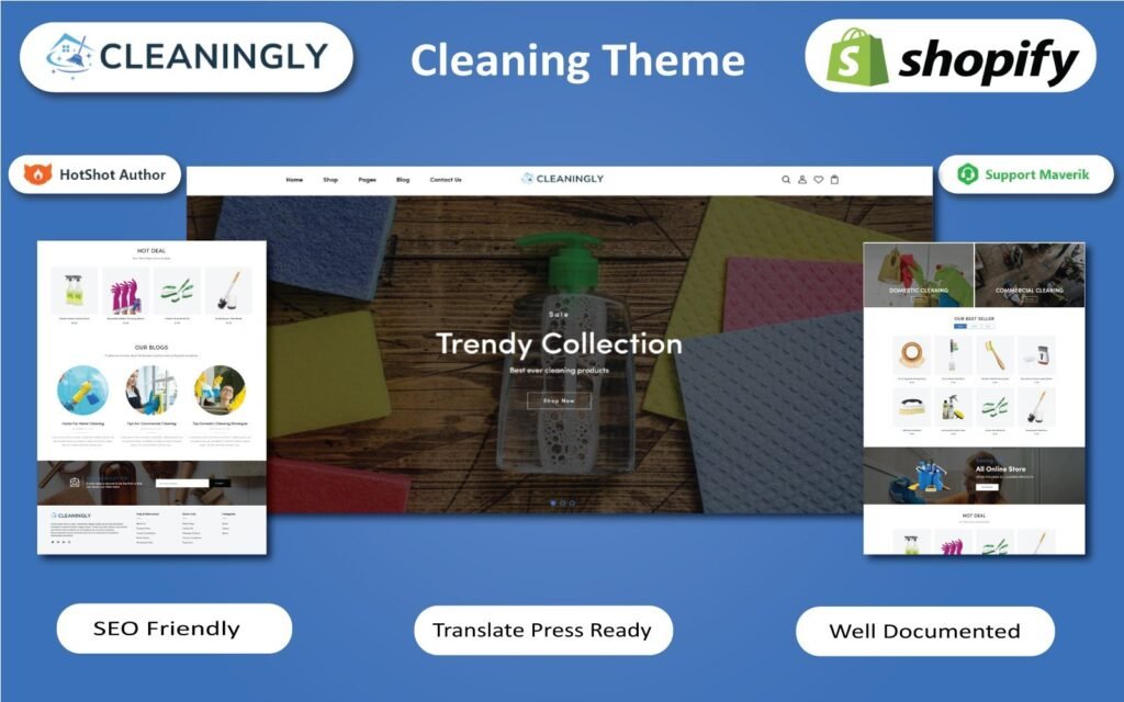 Cleaningly – 清洁服务和产品Shopify主题