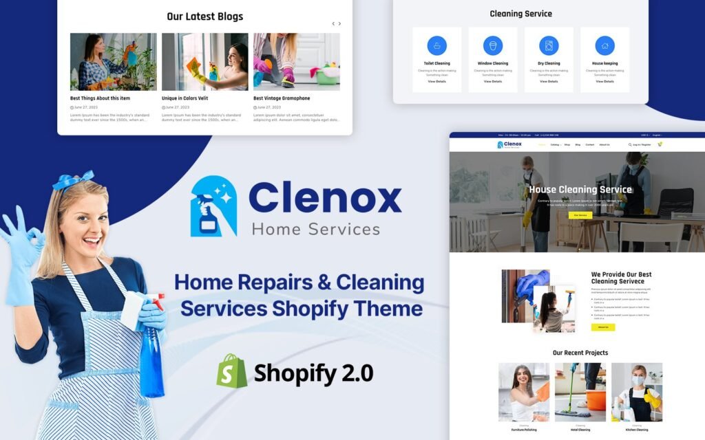 Clenox – 家庭维修和清洁服务 Shopify 主题
