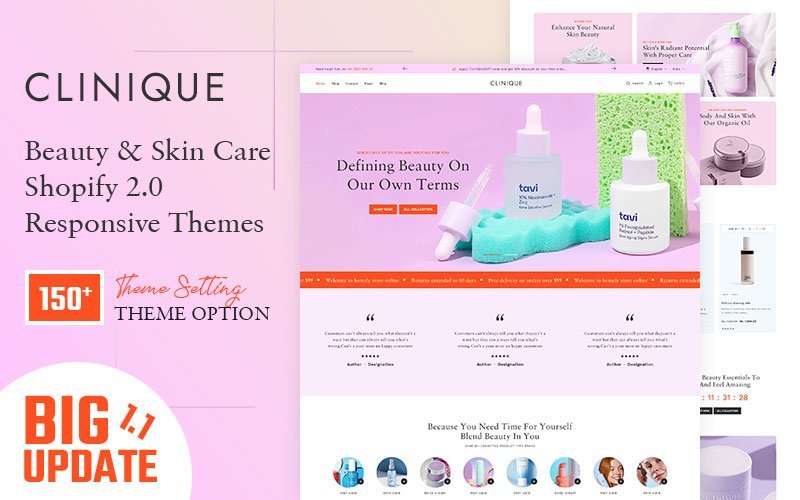 Clinique – 美容化妆品和护肤多功能 Shopify 2.0 响应主题