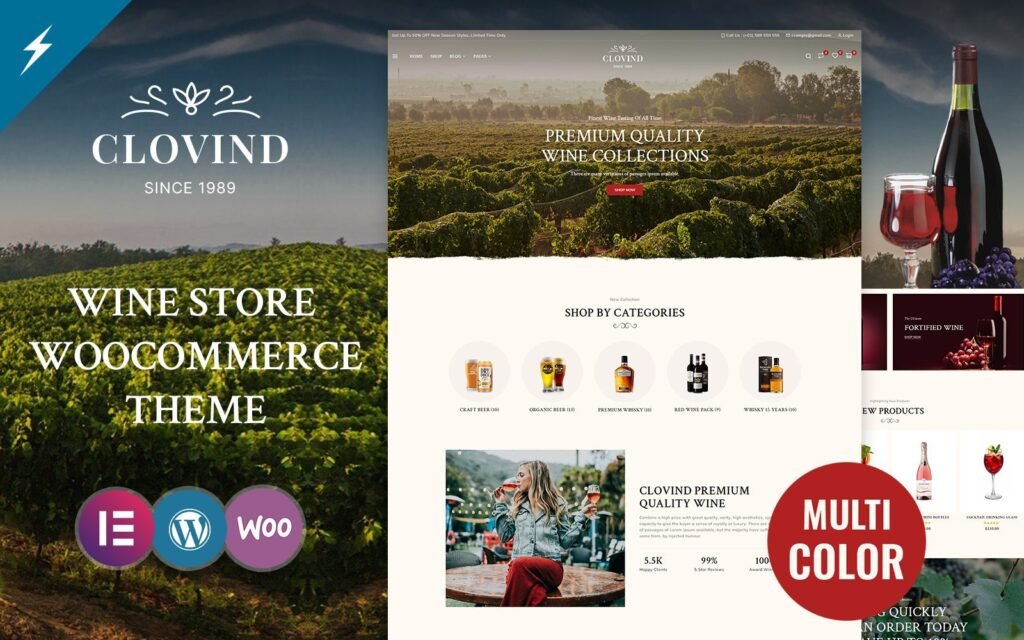 Clovind – 葡萄酒、烈酒店和葡萄园 WooCommerce 主题