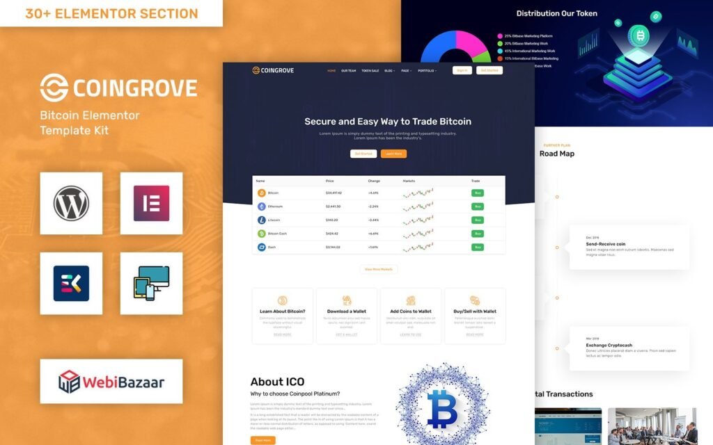 Coingrove – 比特币和加密货币 Elementor WordPress 主题
