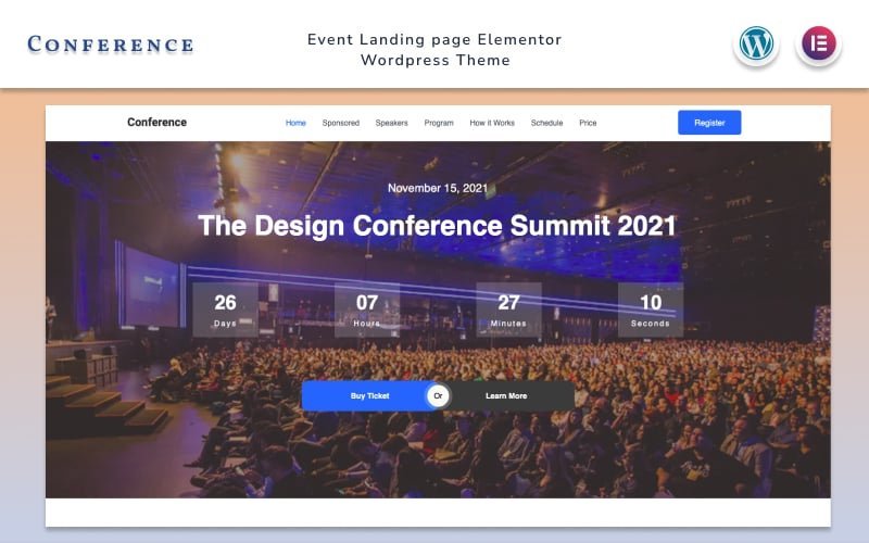 会议 – 活动网页 Elementor WordPress 主题
