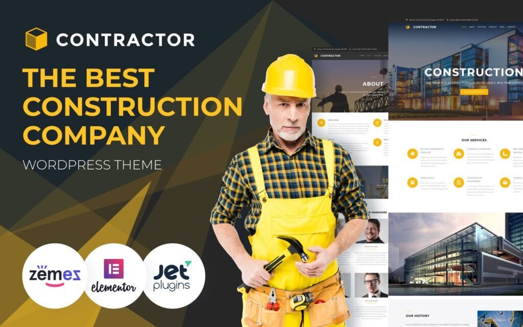 承包商 – 建筑和施工公司WordPress Elementor