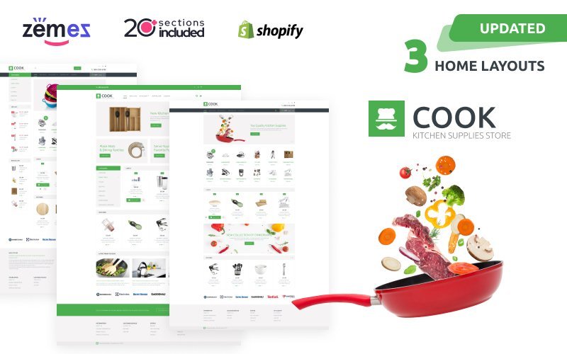 Cook Store是一款多功能Shopify主题，专为烹饪店铺设计。