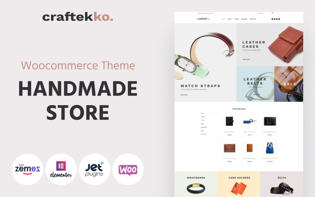 Craftekko – 手工电子商务清洁Elementor WooCommerce 主题