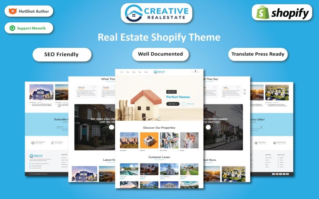 Creative Realestate – 抵押、房地产和房产交易Shopify部分主题